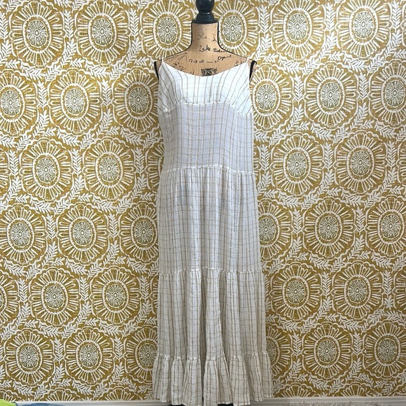 NWT Free People Marigold Gauzy Plaid Tiered Maxi Dress in Canvas Combo Sz XL - Picture 8 of 16